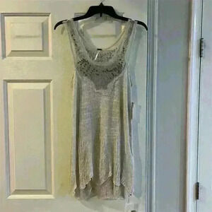 Free People Women's Silver Lace Bohemian Knit Midi Dress Size S